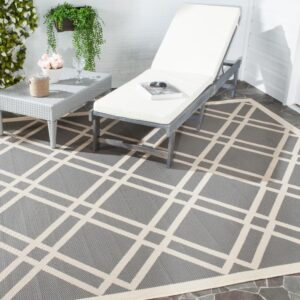 safavieh courtyard collection area rug - 9' x 12', brown & bone, trellis design, non-shedding & easy care, indoor/outdoor & washable-ideal for patio, backyard, mudroom (cy6923-242)