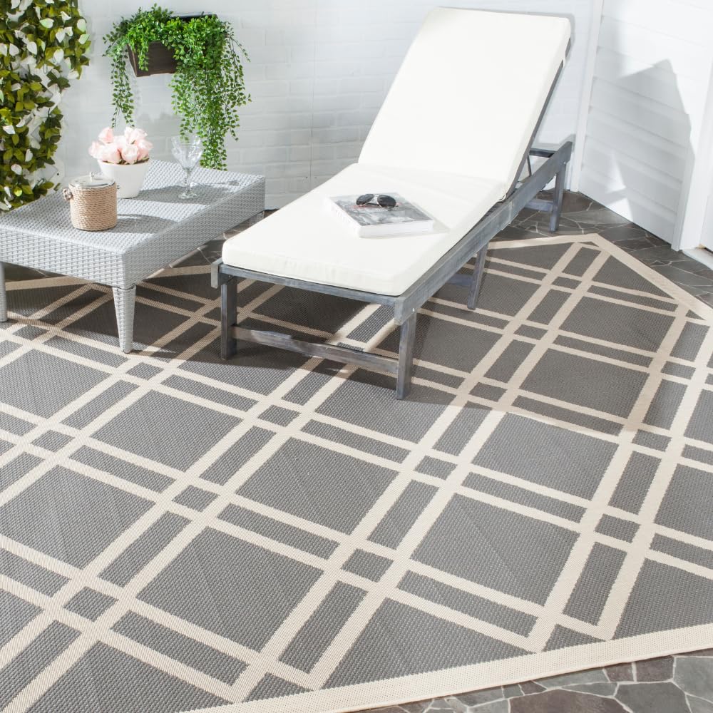 SAFAVIEH Courtyard Collection Area Rug - 9' x 12', Brown & Bone, Trellis Design, Non-Shedding & Easy Care, Indoor/Outdoor & Washable-Ideal for Patio, Backyard, Mudroom (CY6923-242)