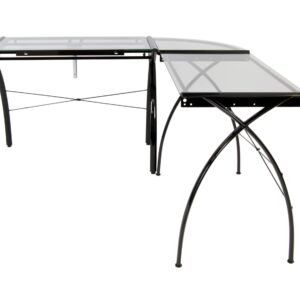 SD STUDIO DESIGNS Futura LS WorkCenter with Tilt Top Adjustable Drafting Table Craft Table Drawing Desk Hobby Table Writing Desk Studio Desk, Black / Clear Glass.