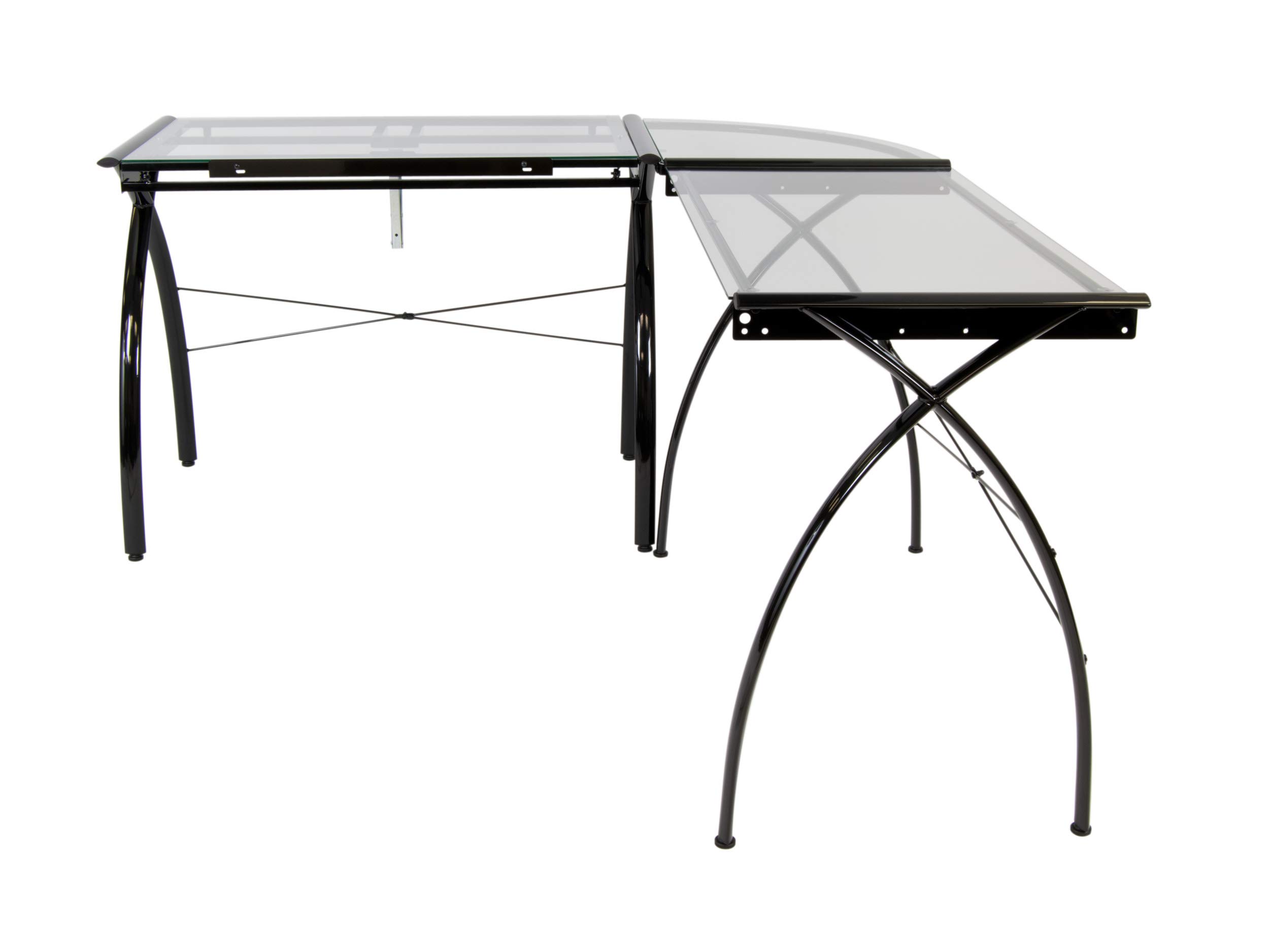 SD STUDIO DESIGNS Futura LS WorkCenter with Tilt Top Adjustable Drafting Table Craft Table Drawing Desk Hobby Table Writing Desk Studio Desk, Black / Clear Glass.