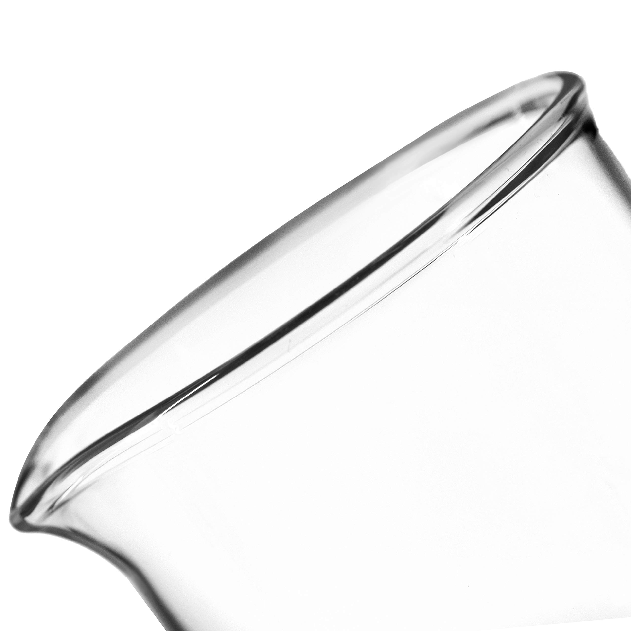 EISCO 6PK Beakers, 600mL - Low Form with Spout - White, 50mL Graduations - Borosilicate 3.3 Glass