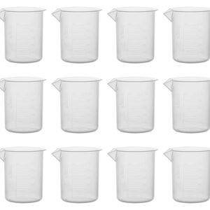 EISCO Plastic Beaker, Graduations, Premium Polypropylene Labs, 5 mL and 100 mL, 12 Piece