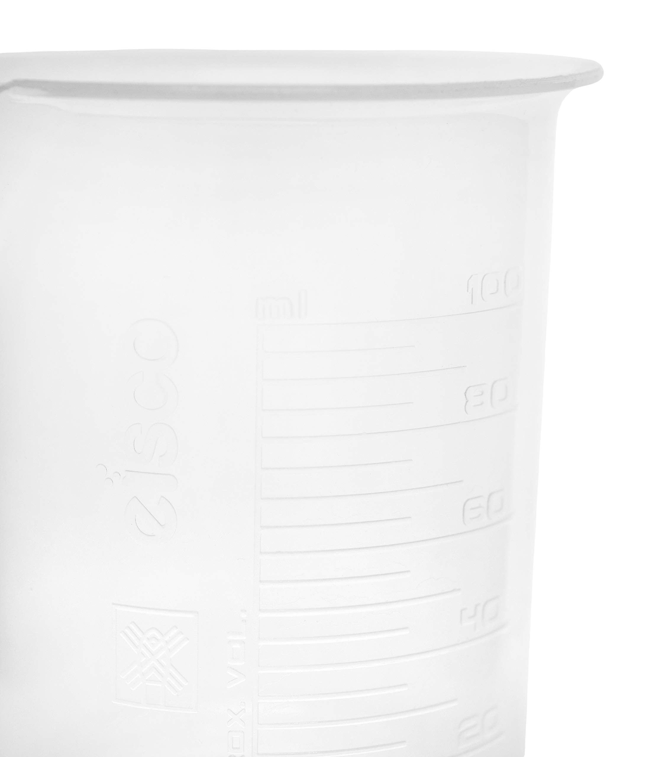 EISCO Plastic Beaker, Graduations, Premium Polypropylene Labs, 5 mL and 100 mL, 12 Piece