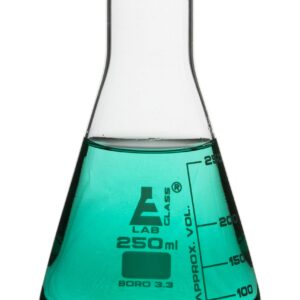 EISCO 12PK Erlenmeyer Flasks, 250mL - Borosilicate Glass - Narrow Neck Flasks, Conical Flasks, Glass Flasks