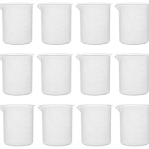 EISCO 12PK Beakers, 500mL - Premium Polypropylene - 10mL Raised Graduations, Tapered Spout