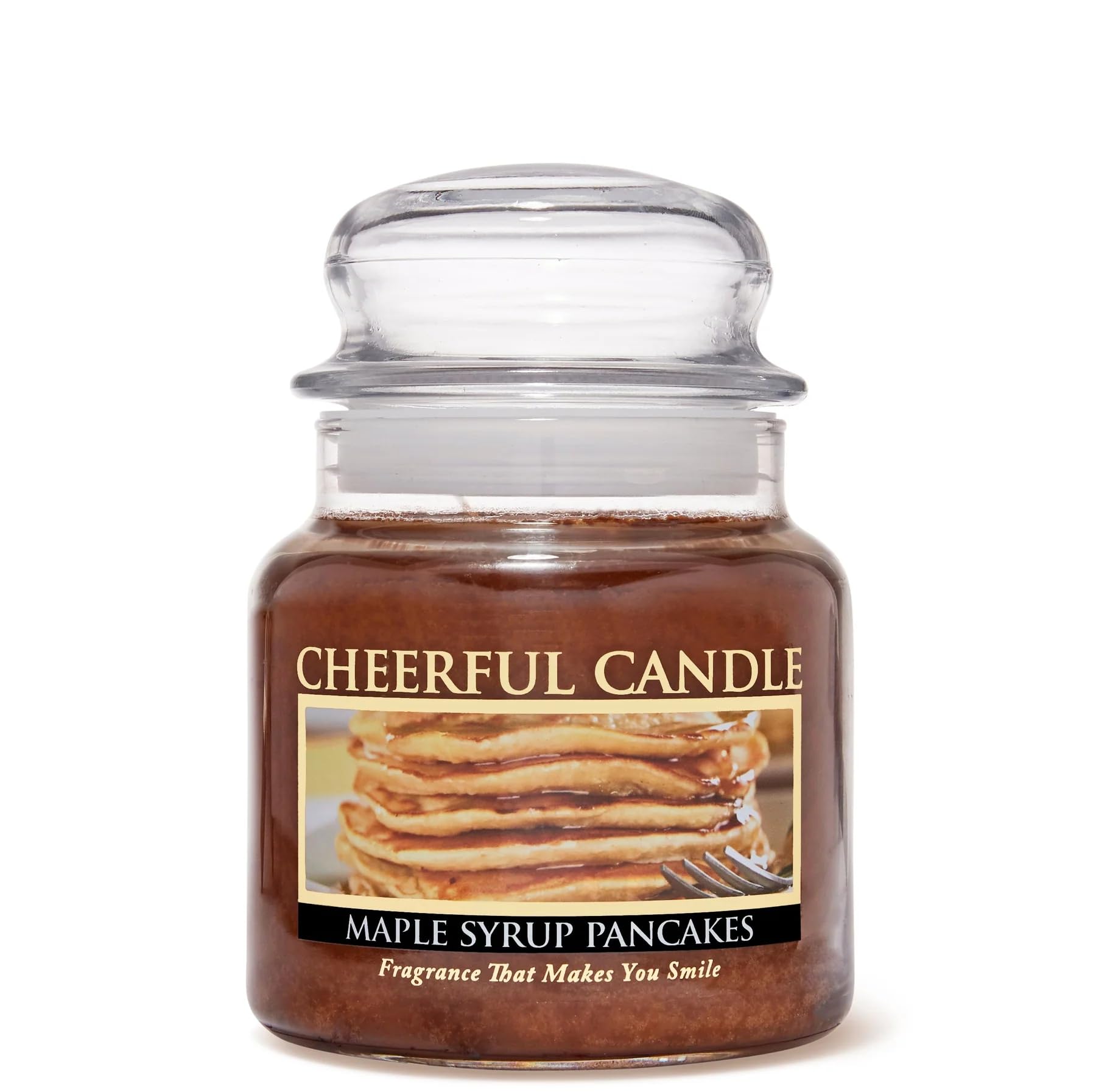 A Cheerful Giver - Maple Syrup Pancakes Scented Glass Jar Candle (16 oz) with Lid & True to Life Fragrance Made in USA