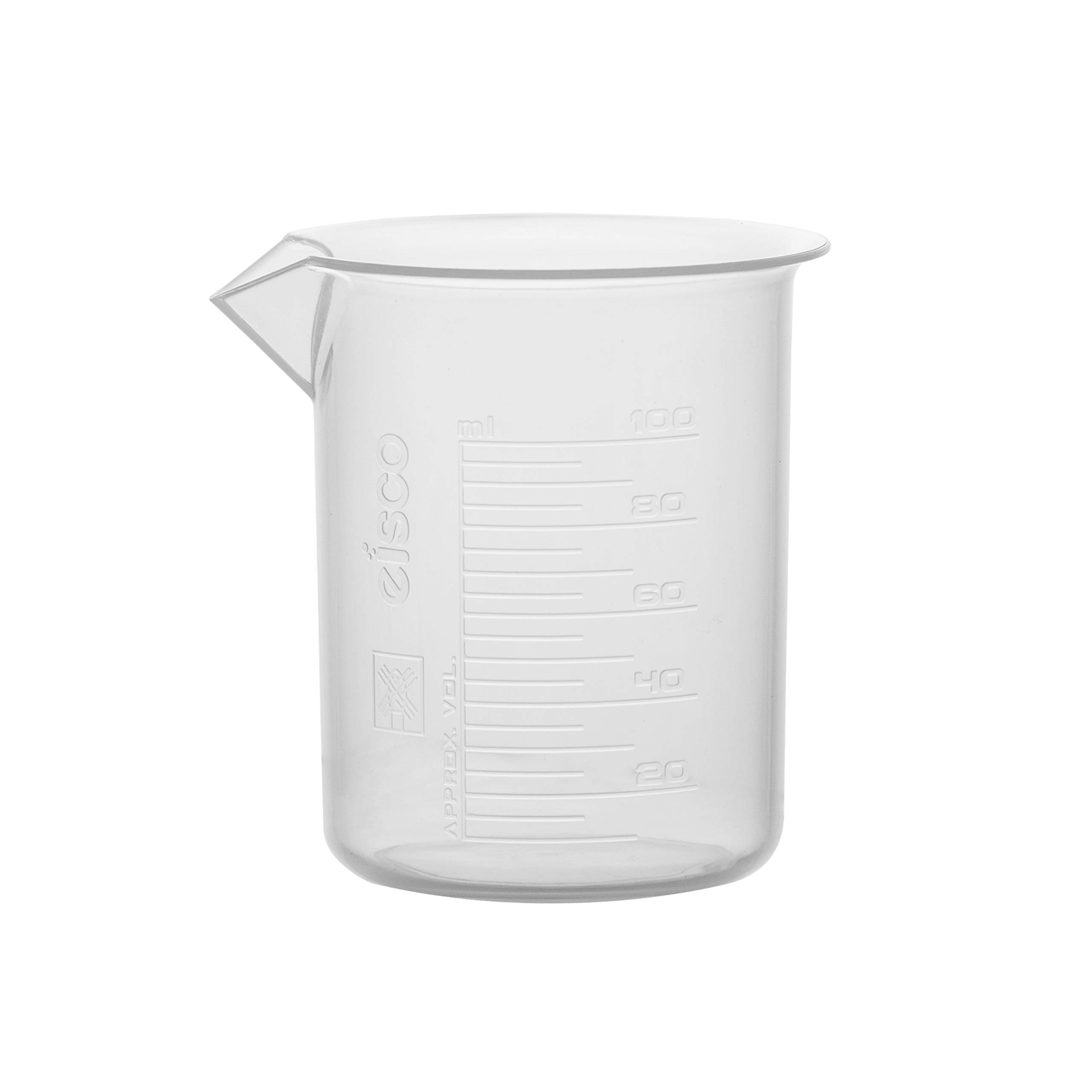 EISCO Plastic Beaker, Graduations, Premium Polypropylene Labs, 5 mL and 100 mL, 12 Piece