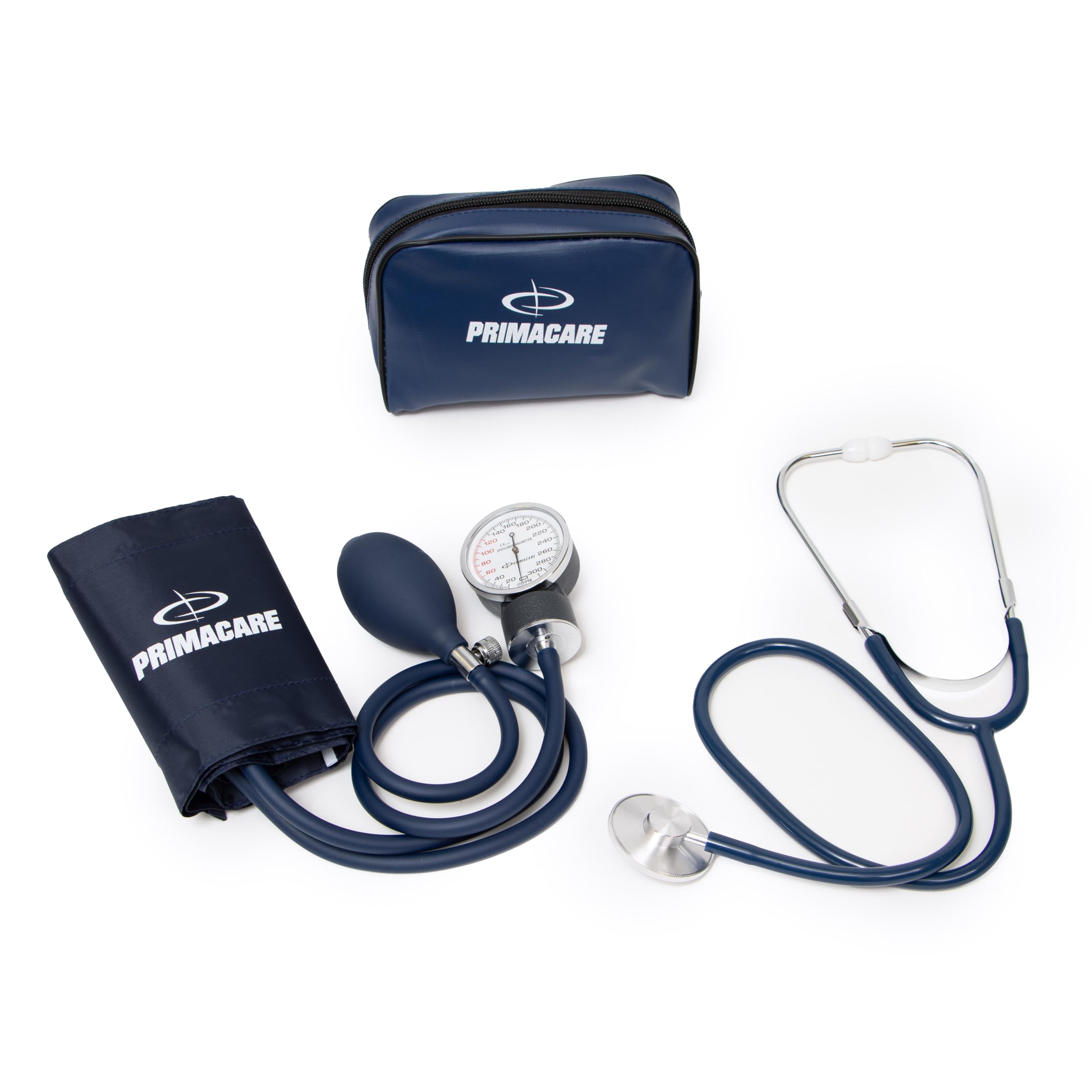 Primacare DS-9197-BL Professional Classic Series Manual Adult Size Blood Pressure Kit, Emergency Bp kit with Stethoscope and Portable Leatherette Case, Nylon Cuff, Blue