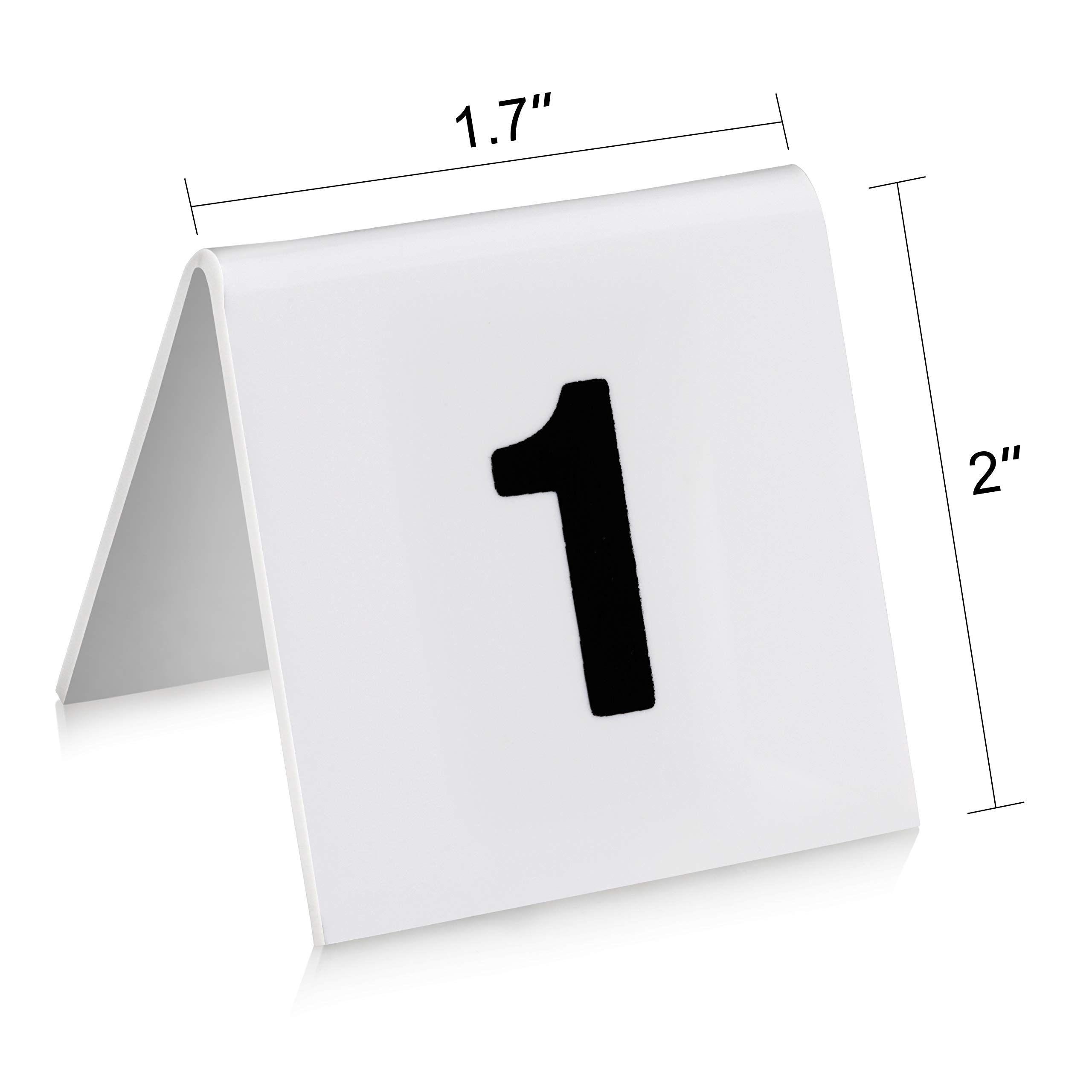 New Star Foodservice 26757 Double Sided Plastic Table Numbers, 1-25, Acrylic, White, 1.7" x 2"