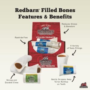 Redbarn Small Filled Dog Bones, Peanut Butter Flavor - Long Lasting Stuffed Femur Chew Treat Made in USA for Aggressive Chewers - Case of 20 Bones