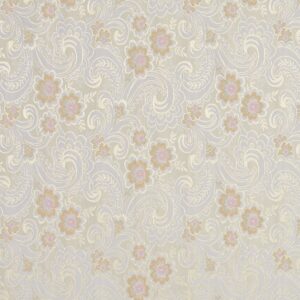 e390 gold pink and white paisley floral brocade upholstery fabric by the yard- closeout