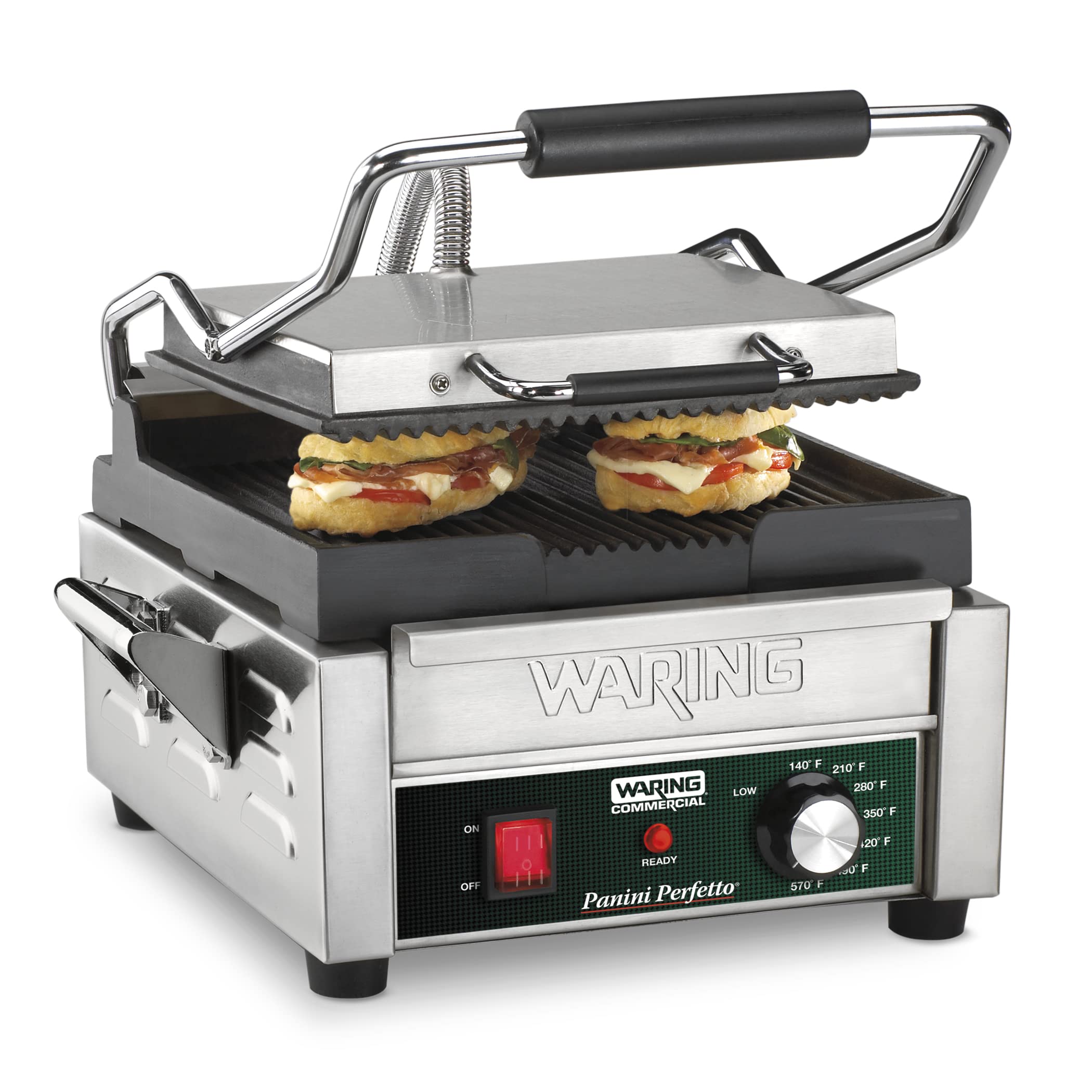 Waring Commercial WFG275 Full Sized 14" x 14" Flat Toasting Grill, 120V, 1800W, 5-15 Phase Plug