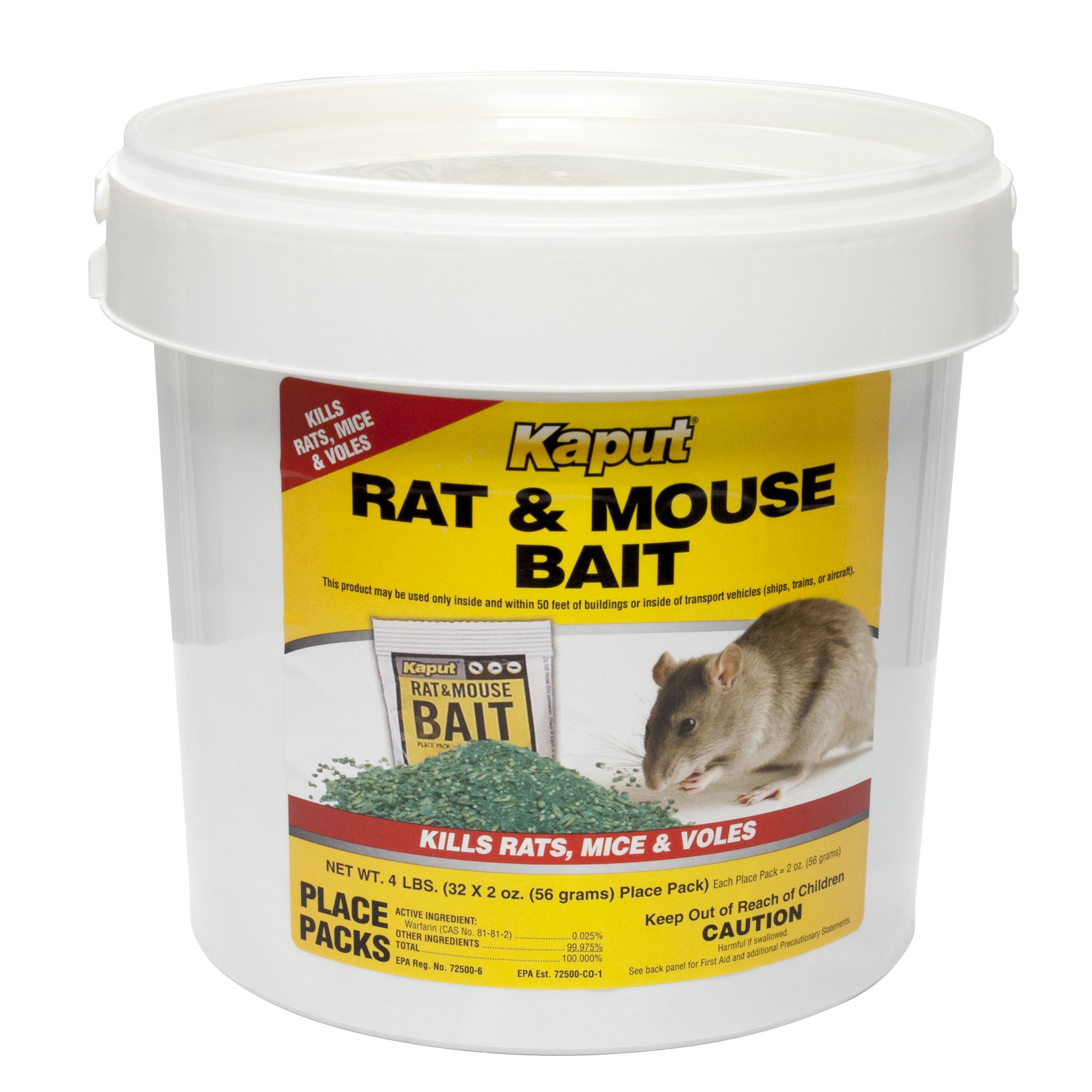 Kaput Rat, Mouse, and Vole Bait 32 2 oz. Packets in Bucket