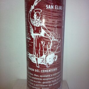 Saint Elijah (San Elias) 7 Day 1 Color Unscented Red Candle in Glass