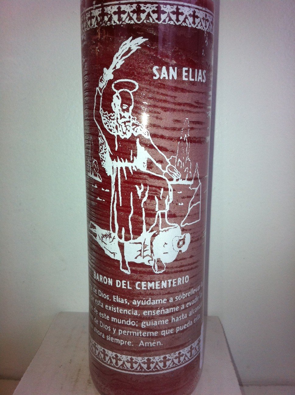 Saint Elijah (San Elias) 7 Day 1 Color Unscented Red Candle in Glass