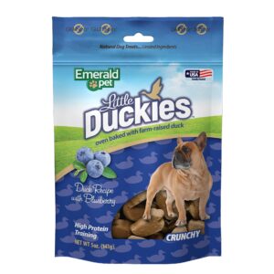 emerald pet little duckies crunchy natural roasted duck dog treats, made in usa