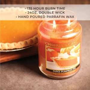 A Cheerful Giver - Papa's Pumpkin Pie Scented Glass Jar Candle (24 oz) with Lid & True to Life Fragrance Made in USA