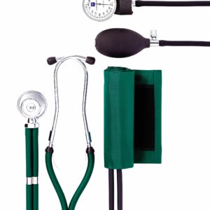 Medline Compli-Mates Aneroid Sphygmomanometer and Sprague Rappaport Stethoscope Kit, Carrying Case, Adult Blood Pressure Cuff, Manual, Professional, Hunter Green