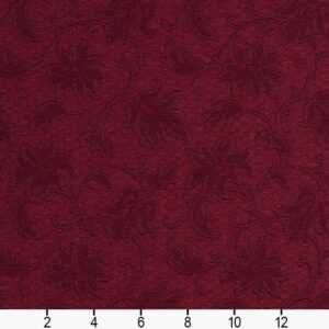 E500 Burgundy Floral Jacquard Woven Upholstery Grade Fabric by The Yard