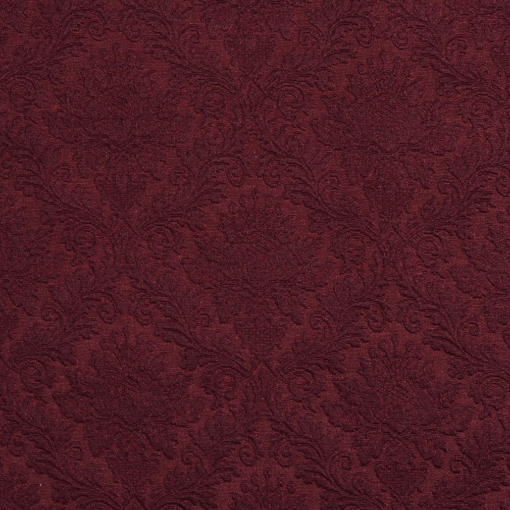 E536 Burgundy Floral Jacquard Woven Upholstery Grade Fabric by The Yard