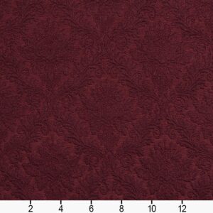 E536 Burgundy Floral Jacquard Woven Upholstery Grade Fabric by The Yard