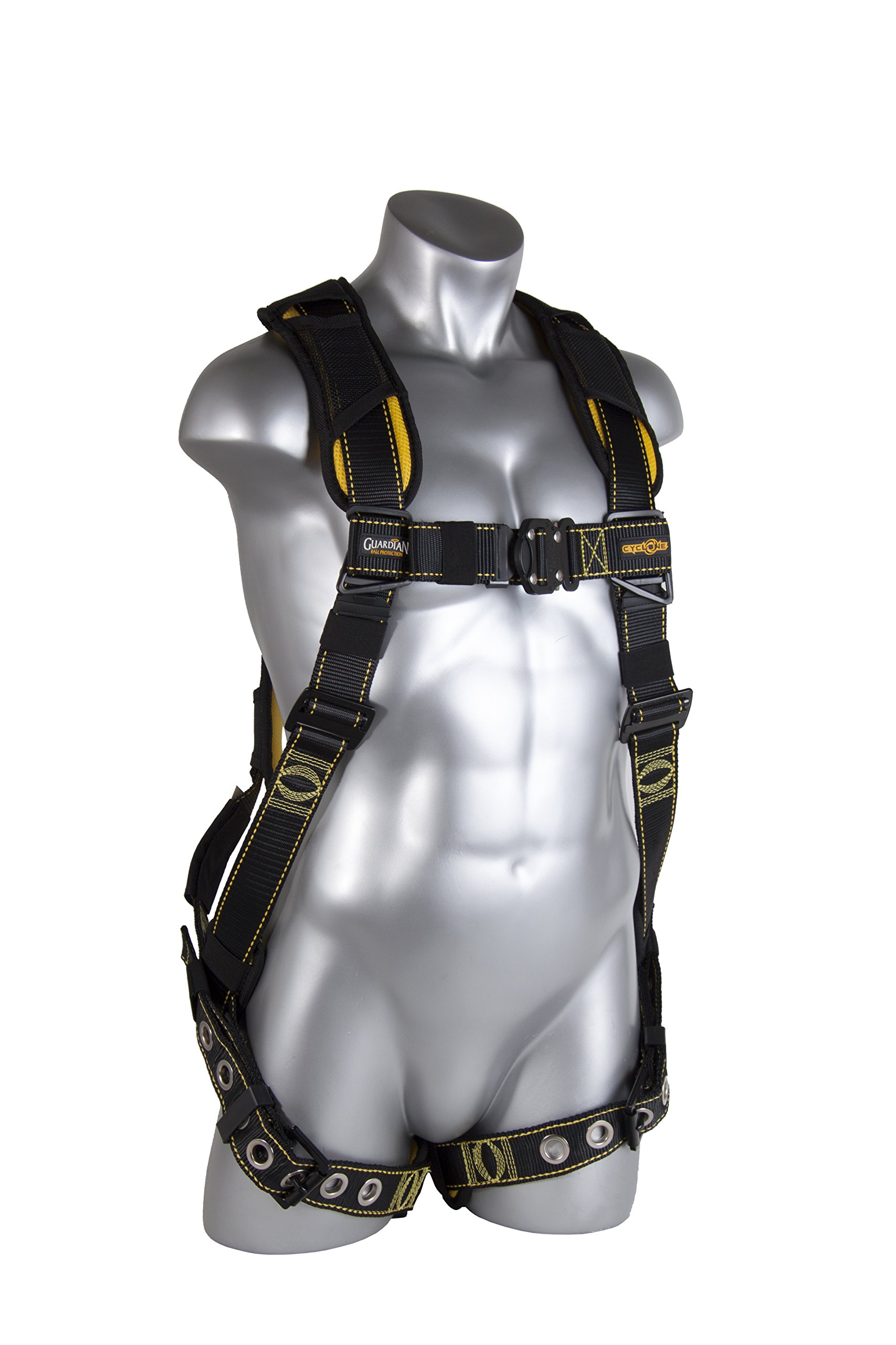 Guardian 21041 Cyclone Harness with QC Chest/TB Leg/No Waist Belt/Non Construction, Black/Yellow