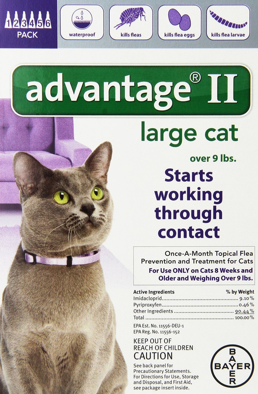 Advantage Flea Control for Cats and Kittens Over 9 lbs 6 Month Supply