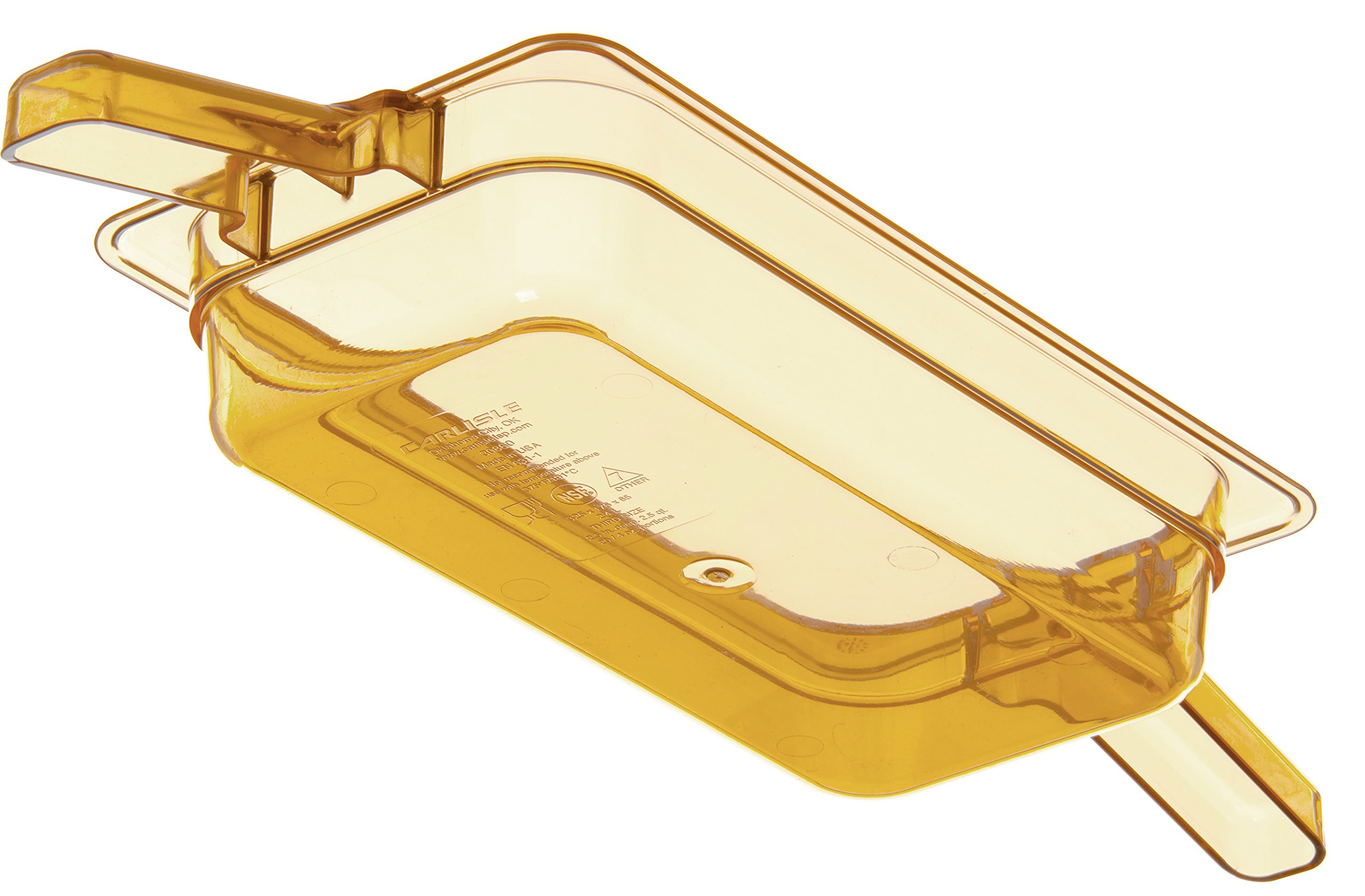 Carlisle FoodService Products 30860HH13 StorPlus High Heat Food Pan With 2 Handles, 2.5" Deep, Third Size, Amber