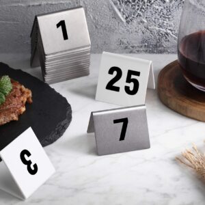 New Star Foodservice 26757 Double Sided Plastic Table Numbers, 1-25, Acrylic, White, 1.7" x 2"