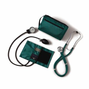 medline compli-mates aneroid sphygmomanometer and sprague rappaport stethoscope kit, carrying case, adult blood pressure cuff, manual, professional, hunter green