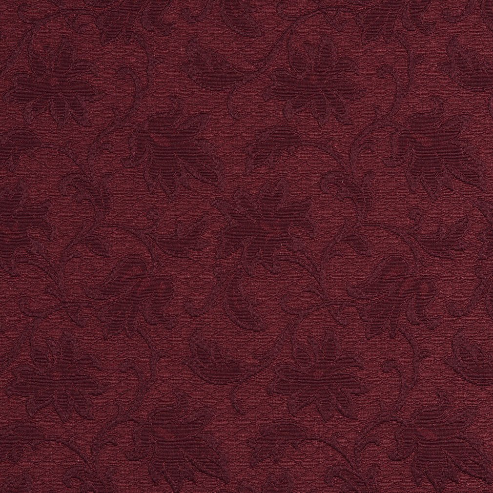 E500 Burgundy Floral Jacquard Woven Upholstery Grade Fabric by The Yard