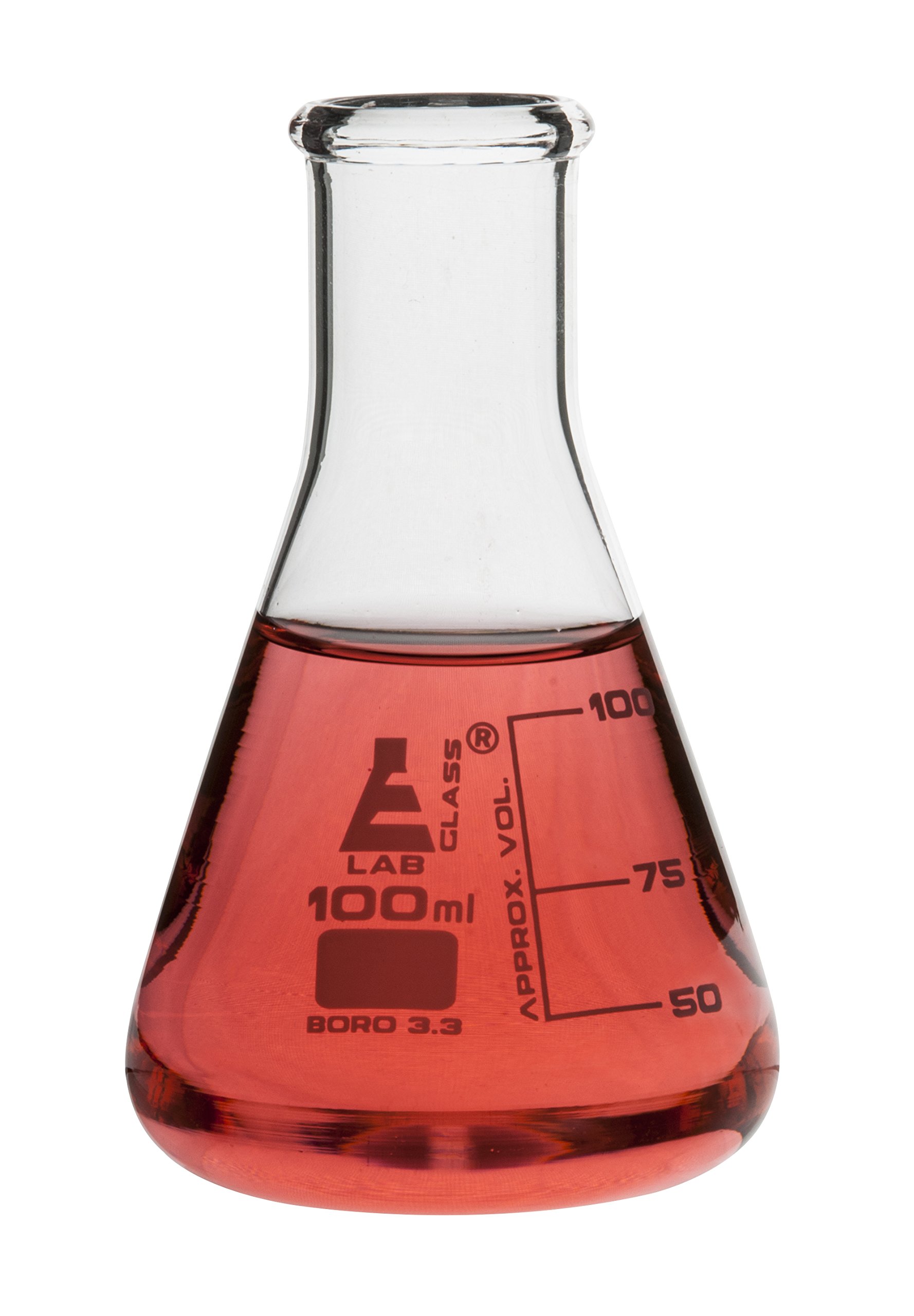 EISCO 12PK Erlenmeyer Flasks, 100mL - Borosilicate Glass - Narrow Neck Flasks, Conical Flasks, Glass Flasks