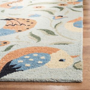 SAFAVIEH Blossom Collection 6' x 9' Sage / Multi BLM676A Handmade Premium Wool Area Rug