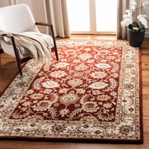 safavieh royalty collection area rug - 6' x 9', red & ivory, handmade traditional oriental wool, ideal for high traffic areas in living room, bedroom (roy244b)