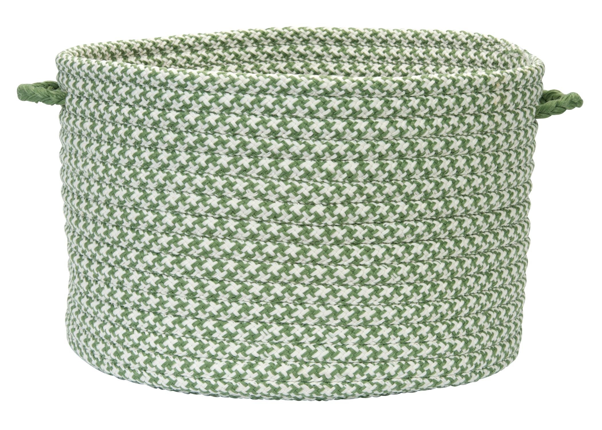 Colonial Mills Outdoor Houndstooth Tweed Utility Basket, 18 by 12-Inch, Leaf Green