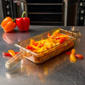 Carlisle FoodService Products 30860HH13 StorPlus High Heat Food Pan With 2 Handles, 2.5" Deep, Third Size, Amber