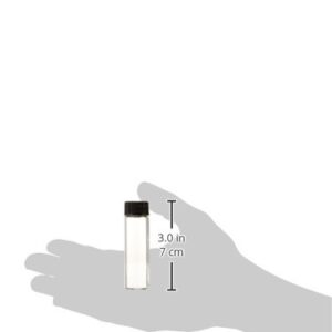 JG Finneran 816020-2170 Borosilicate Glass Dram Sample Vial with Solid Top Cap and PTFE/F217 Septa, Clear, 4 Dram Capacity, 21mm Diameter x 70mm Height (Case of 100)