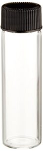 jg finneran 816020-2170 borosilicate glass dram sample vial with solid top cap and ptfe/f217 septa, clear, 4 dram capacity, 21mm diameter x 70mm height (case of 100)