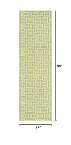 Momeni Rugs , Baja Collection Contemporary Indoor & Outdoor Area Rug, Easy to Clean, UV protected & Fade Resistant, 2'3" x 7'6" Runner, Green