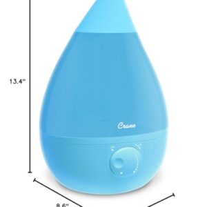 Crane Ultrasonic Cool Mist Humidifier for Bedroom, Baby Nursery, Kids Room, Plants, or Office, Large 1 Gallon Tank, Filter Optional, Aqua