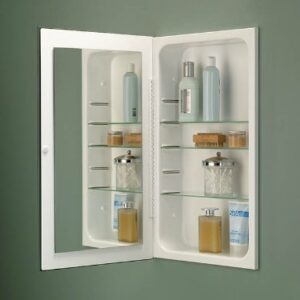 Jensen 1035P24WH Cove Frameless Medicine Cabinet with Polished Mirror, 16-Inch by 26-Inch, White