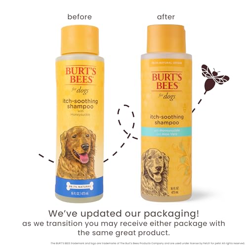 Burt's Bees for Pets Itch Soothing Dog Shampoo with Honeysuckle and Aloe Vera - Cruelty Free, Fragrance Free Dog Anti Itch Shampoo for Sensitive Skin, Dry Skin Relief for Dogs, 16 Fl Oz