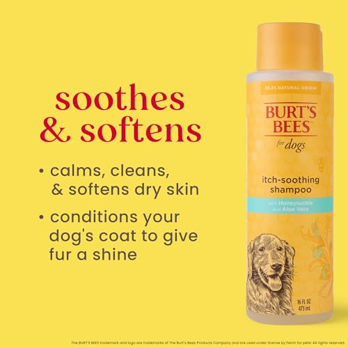 Burt's Bees for Pets Itch Soothing Dog Shampoo with Honeysuckle and Aloe Vera - Cruelty Free, Fragrance Free Dog Anti Itch Shampoo for Sensitive Skin, Dry Skin Relief for Dogs, 16 Fl Oz