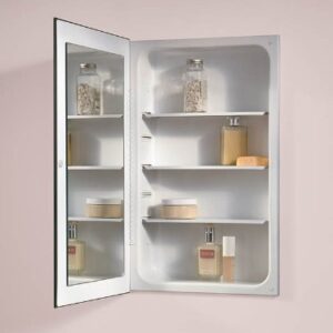 Jensen 1035P24WH Cove Frameless Medicine Cabinet with Polished Mirror, 16-Inch by 26-Inch, White