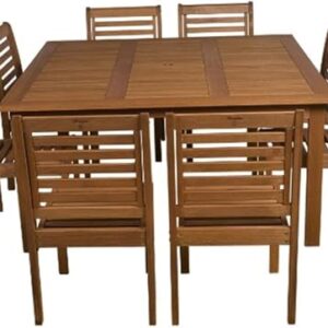 Amazonia Venice 9-Piece Outdoor Armless Square Dining Set | Eucalyptus Wood | Ideal for Patio and Indoors