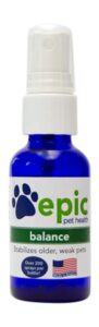 epic pet health balance - all natural liquid supplement that stabilizes old or weak pets - apply directly to body, food & water for fast results - safe for all pets (spray, 2 ounce)