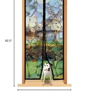 Total Vision Butterfly Pattern - Quick Install Mesh Magnetic Screen 40” x 85.5” - Helps Keep Bugs & Insects Out - Perfect for Single Doors Leading to your Porch or Patio - Folds for Easy Storage