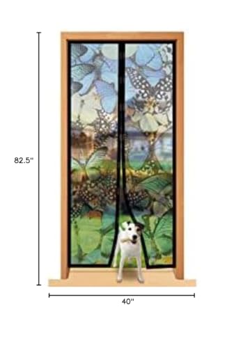 Total Vision Butterfly Pattern - Quick Install Mesh Magnetic Screen 40” x 85.5” - Helps Keep Bugs & Insects Out - Perfect for Single Doors Leading to your Porch or Patio - Folds for Easy Storage