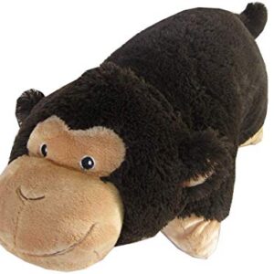 Monkey Zoopurr Pets 19" Large, 2-in-1 Stuffed Animal and Pillow with Embroidered Eyes | Expandable Cushion | Premium Soft Plush Cute Toy Travel Comfort | Great Present for Toddlers & Kids