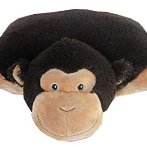 Monkey Zoopurr Pets 19" Large, 2-in-1 Stuffed Animal and Pillow with Embroidered Eyes | Expandable Cushion | Premium Soft Plush Cute Toy Travel Comfort | Great Present for Toddlers & Kids